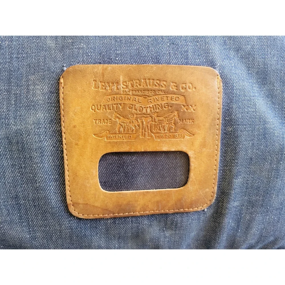 Vintage 70s Levis Orange Tab Denim Duffel Bag Travel Weekender Luggage USA - Picture 3 of 11